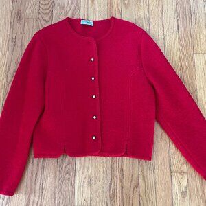 Vintage Carroll Reed Ski Shops New Hampshire Red Wool Cardigan M/L